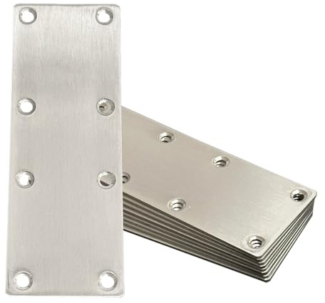 OMIDEAS 8 x piastre di giunzione piatte (140 x 50 x 2) staffa di fissaggio perforata in metallo per legno traversine in acciaio inox connettore di riparazione argento