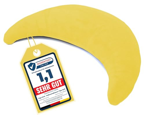 Tiga-Med Halbmondkissen TIGA-Soft | Ergonomisches Nackenkissen/Stillkissen/Kopfkissen mit Mikroperlen | zum Entspannen, Schlafen, Lesen und Stillen | Bezug separat waschbar bei 40°C (Mondgelb)
