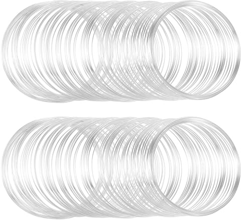 300 öglor minneståltråd, smyckestillbehör, 0,6 mm armring armband pärltråd för konstskapande halsband gör-det-själv hantverkstillverkning, silver