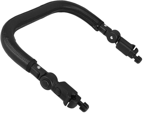 Barre d'Appui pour Poussette Noire Détachable Réglable Tube 3cm | Revêtement PU Cuir, Mousse Épaisse et Fer Renforcé, Fermeture Éclair Amovible, pour Remplacer L'Ancien Ensemble