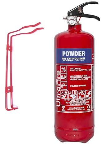 FROOBY 1KG ABC Dry Chemical Powder Fire Extinguisher, Steel Wall mounting Bracket Pressure Gauge, Car, Home, Office, Caravan Safety Extinguisher, Holder Refillable Powder Aerosol ABC