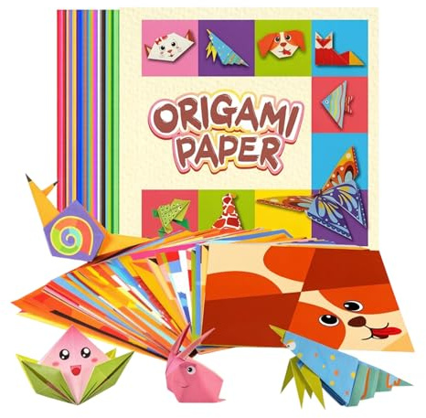 ZEBKEL Set Origami Motivi Animali, 54 Fogli Carta Colorata, Materiale Creativo per Progetti Artistici