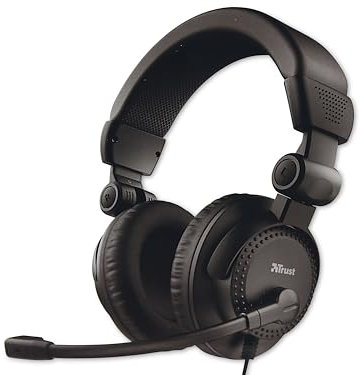 Trust Como Auriculares con Micrófono, Conexión 3.5MM, Cascos Circumaurales, Auriculares con Cable 2,5 m para PC, Ordenador, Portátil, Laptop, Teams, Skype, Zoom, Color Negro
