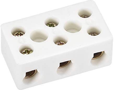 sourcing map Bloques de Terminales de Cerámica de 3 Vías, Conectores Cerámicos de Porcelana de Alta Temperatura para Cable Eléctrico