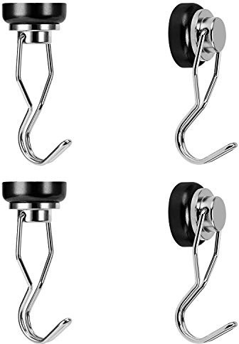 Ant Mag 4 Stück Magnethaken 25mm, Magnetischer Haken aus Neodym Magnet Bunt Drehbar Rostfrei Starke Haftkraft Max. 22kg