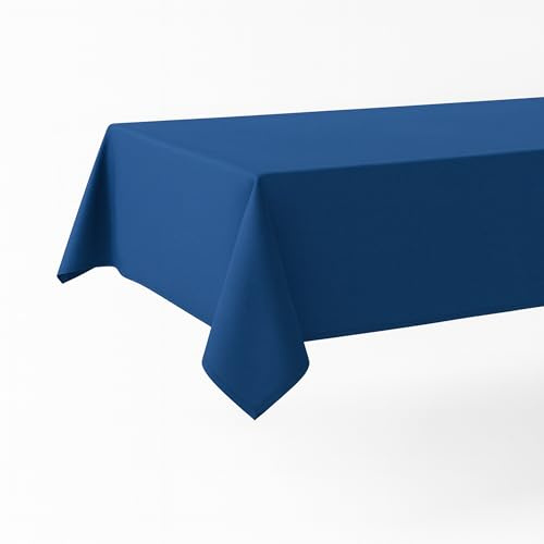 amp-artshop Tischdecke Leinen-Optik Wasserabweisend – Rechteckig 110x220 cm – Pflegeleicht, Blau