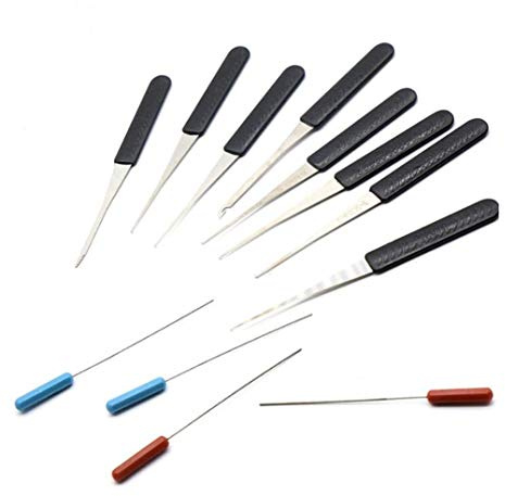 12st Schlosser Werkzeug Gebrochene Key Remove Auto Key Extractor Set Dietriche Möbelbeschläge Edelstahl Griff DIY Tools (Color : Black)