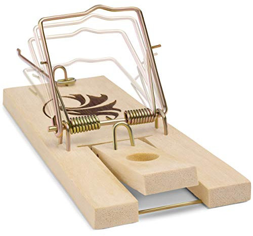 Mausefalle Schlagfalle [6er Set] mit optimierter Blitz-Todtechnik_FSC zertifizierte Holz Mäusefalle mit hoch sensiblem Auslöser und doppelter Schlagkraft Braun, gold