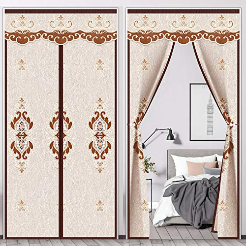 Cozomiz Wärmeschutzvorhang Magnet Thermo Türvorhang Fliegengitter Verdunkelungsvorhang mit Vorhang Raffhalter Panel-Isolierung Thermovorhang Winddicht Fliegenvorhang 70x200cm Verdunkelung Braun