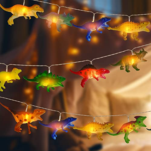Vegena - Catena luminosa per cameretta bambini, 10 LED, lampada da comodino, a batteria, luce notturna a forma di dinosauro, regalo di compleanno per bambini, decorazione per feste