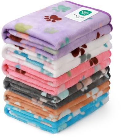 Luciphia 1 Pack 6 Dog Blankets Cat Soft Fluffy Fleece Pet Blanket Warm Cute Print Design Puppy Kitten Doggy Paw Large(41x31)