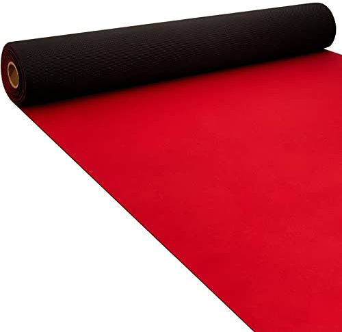 Boao 10 x 2.3 ft Neoprene Carpet Runner Reusable Plastic Floor Runner Non Slip Rubber Backed Rugs for Hallway Aisle Carpet Roll for Wedding Party Decor Prom Business Outdoor(Red)