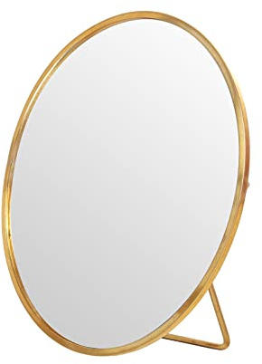LONGSHENG - SINCE 2001 - Gold Vanity Makeup Mirror Table Desk Countertop Mirror Bathroom Shaving Make Up Mirror Home Decor-Round