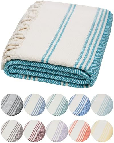 DEMMEX Toalla de algodón Turco orgánico 100% Certificado, Prelavado, Tejido de Diamante, Toalla peshtemal de algodón Turco para baño, Playa, Piscina, SPA, Gimnasio, XL 180 x 90 cm