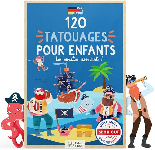 Famifidus 120 Kinder Tattoos hautfreundlich und Dermatologisch SEHR GUT | Die Kindertattoos sind Made in Germany, langanhaltend und leicht zu entfernen. Tattoos als Geschenk für Mädchen und Jungen.