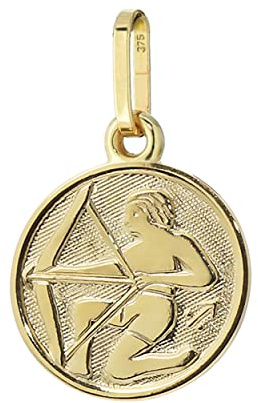 NKlaus Kettenanhänger Sternzeichen 375 Gelb Gold 9 Karat 12mm Horoskop Zodiak