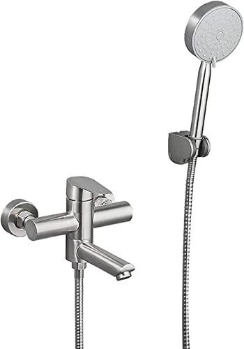 Badewannenarmatur Mit Handbrause, Gebürsteter Edelstahl-Badewannen Duscharmatur Mit 180 ° Schwenkbarem Auslauf, Wandmontierter Einhand Duschmischbatterie