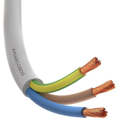 Amarcords - Câble électrique tripolaire section 3x1,5mm, couleur: BLANC. Câble d'alimentation rond type H05VV-F, 5 mètres
