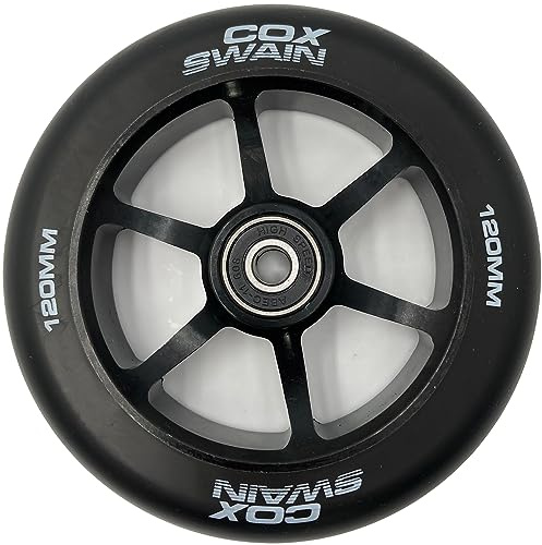 Cox Swain 2 STK. High End Stunt Scooter Rollen Komplett Set mit ABEC 11 Kugellagern und Alu Spacern: Black/Gold Hollowcore 120mm