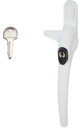 FixRello Cockspur Window Handle Locking Window Lock Catch for UPVC Windows - with Key and Cover Cap (Right Handed - 12mm, White)