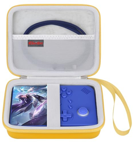 Elonbo Carrying Case for Anbernic RG40XXV/ RG405V/ RG406V Retro Handheld Game Console, Anbernic RG 40XXV Portable Gaming Console Travel Storage Bag, Linux System Games Organizer Holder, Yellow