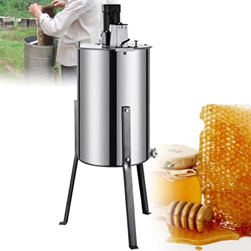 XDLYWUZIQ Elektrischer Honigschleuder Aus Edelstahl Mit 3-Bein-Ständer, Wabenschleudermaschine, Separator, Zentrifuge, Imkereiausrüstung Für Eine Effiziente Bienenwabenextraktion,Electric2Frame