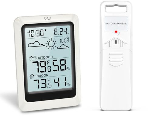 Ankilo Station météo sans fil avec capteur extérieur, moniteur d'humidité de 10,1 cm avec prévisions météorologiques, thermomètre d'intérieur extérieur, hygromètre, thermomètre d'ambiance numérique,