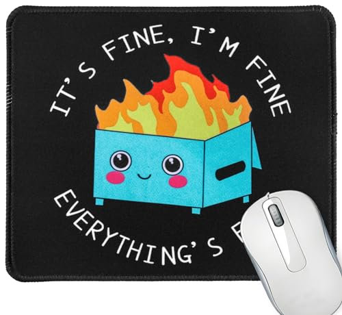 JINJIASC Funny Mouse Mat Square Cute Mouse Pad for Wireless Mouse Small Office Computer Mousepad for Desk Laptop with Non-Slip Rubber Base (Catch fire)