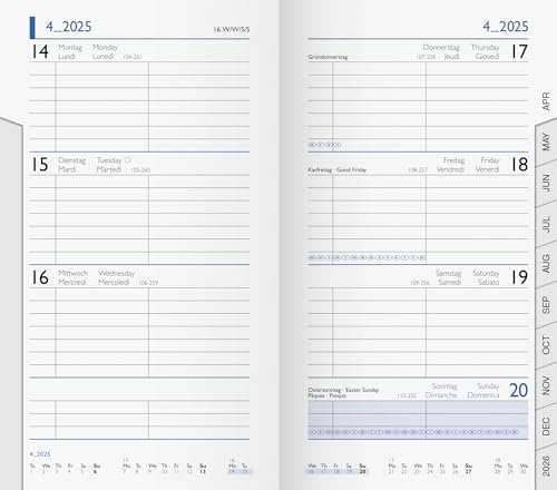 BRUNNEN Wochen-Ersatzkalendarium Mod. 756 2025 | 87×153 mm, Karton, weiß