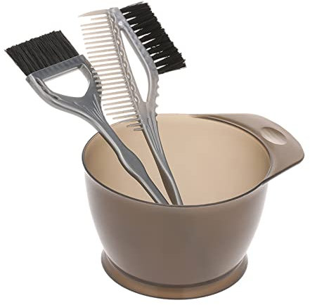 Lot de 3 pinceaux de coloration en plastique pour cheveux - Peigne - Bol - Kit de teinture pour cheveux - Bols de mélange de couleurs - Outils de coiffure