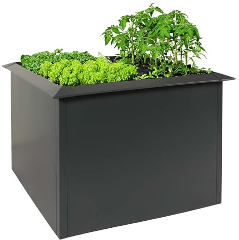 Mendler Hochbeet HWC-N24 Schneckenkante 78x110x110cm anthrazit | Metallhochbeet, Gemüsebeet, Blumenkasten, Pflanzkübel, Eisen 44kg