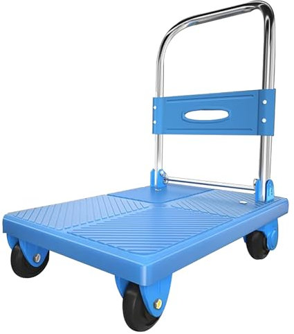 MINGYIHUI Plattformwagen Schwerlast-plattformwagen, Zusammenklappbarer Flachbettwagen Mit 360-grad-schwenkrädern. Zusammenklappbarer Wagen Zum Beladen Und Lagern Sackkarren(Size:70 * 42,Color:blau)