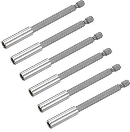 sourcing map 6pcs 1/4 Inch Hex Shank by 4 Inch Magnetic Bit Holder Extension, Quick Release Screwdriver Drill Power Tool