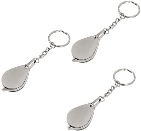 NUOBESTY 3St Lupe Schlüsselanhänger inoxlm Lupe Outdoor Lupe für sehhilfe Glaslupe Schlüsselanhänger Lupe mit Schlüsselringe tragbare Lupe Lupendekor Rostfreier Stahl