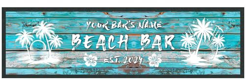 Purple Print House Personalised Beach Vibes Bar Runner Garden Indoor Outdoor Beer Mat Men Gifts, Large - 880x250, Black
