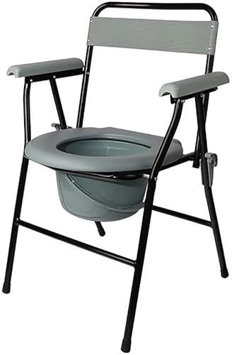 Medizinischer Nachtstuhl, Klappbarer Toilettenstuhl, Toilettensitz für die häusliche Pflege mit Arm- und Rückenlehne, Klappbarer Duschstuhl für Senioren, Altenheim, Medizinisches Toilettengestell mi