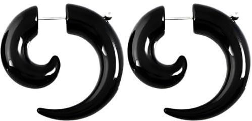 1 paire de plugs d’oreille en acrylique noir de 3 mm (8 G) - Faux tunnels coniques - Boucles d’oreilles - Embouts en acrylique - Piercing en spirale - Clous d’oreilles - Bijoux corporels - Expandeur d