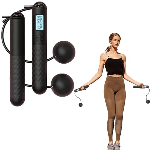 Ropeless Skipping Rope, Cordless Skipping Ropes for Adults, Wireless Skipping Rope with Counter, Smart Digital Gravity Ball Jump Rope without Rope for Home Workout Equipment for Women Men