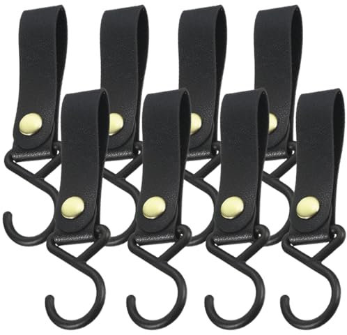 MOLZINY 8 pezzi Ganci a S Multifunzionali in Pelle ganci per guardaroba, ganci da campeggio, asciugamani multifunzionali per Cucina Bagno Ufficio Campeggio All'Aperto