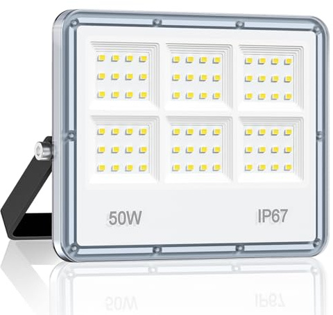 LAMLAMCK 50W Projecteur LED Extérieur - 5000LM 72 LEDs Super Luminoso Bianco Spot LED Extérieur, Eclairage Exterieur Étanche IP67, 7000k Blanc Froid Lampe Exterieur pour Garage, Cour, Rue, Stade