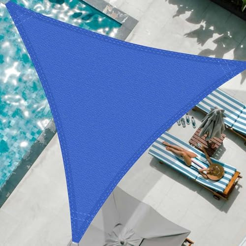 Sonnensegel Dreieckig 1x1x1m Sonnenschutz Atmungsaktives HDPE Sonnensegel UV Schutz 95% Sunsegel für Garten Terrasse Outdoor Camping Patio, Blau (Maßgeschneiderte Größen verfügbar)