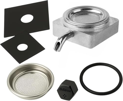 marketcaffe Kit Assistenza Originale Completo per Didiesse Frog | Portacialda in Alluminio con Beccuccio + Dado + Filtro Inox + Guarnizione + 2 spessori | Manutenzione Macchina da Caffè a Cialde-