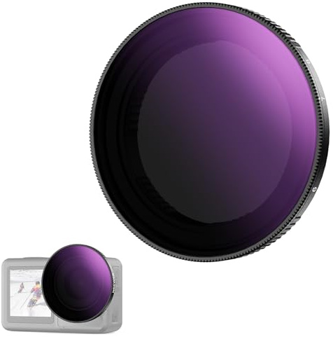 NEEWER Variable ND Filter Compatible with DJI Osmo Action 5 Pro/4/3, ND64-256 6-8 Stops Snap On Multicoated HD Optical Glass Neutral Density Action Camera Lens Filter Accessories
