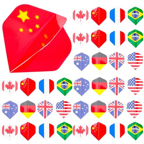 BELLIFFY Austauschbare Pet Flügel mit 9 Verschiedenen Nationalflaggen für Darts 27 Stück Handliche und Vielseitige Dart Flights für Professionelle Spieler