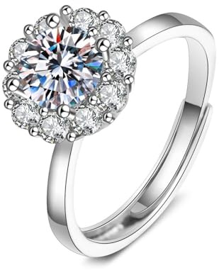 Eheringe 750 Gold, Promise Ring Women Labordiamant 4 Zinken Silber Trauringe 18 Karat Weißgold Größe 49 (15.6)
