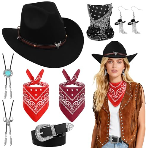 Cowboykostym för kvinnor, 8 stycken cowgirl-kostymtillbehör