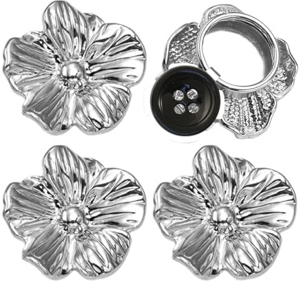 Fundas Para Joyería Con Botones - 4 Fundas Para BotonesCon Diamantes De Imitación, Mangas Con Botones Florales Desmontables, Clips Decorativos Para Camisas | Conjunto De Con Detalle Brillante
