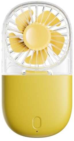 Akfldms Mini Folding Fan Portable USB Transparent Fan Comfortable Neck Hanging Fan Yellow