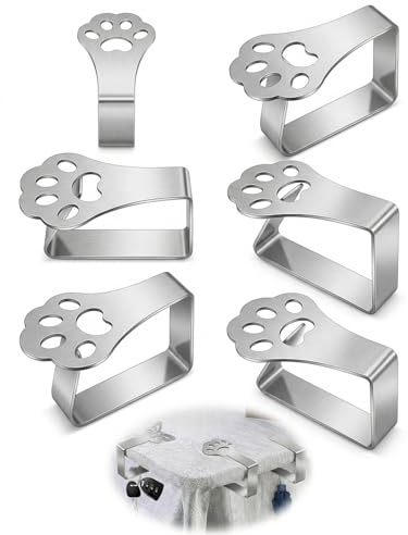 HAPZUR Ferma Tovaglia 6 Pezzi, Clip Antiscivolo Robuste con Design Zampa di Gatto per Esterno, Picnic, Giardino, Feste - Ideali Contro Vento e Scivolamenti