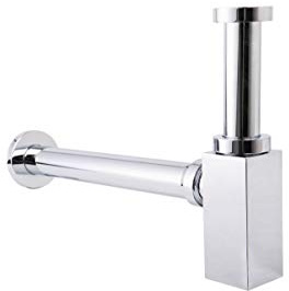 Aquariss Chrome Square Bottle Trap Waste for Bathroom Wash Basin Sink | Brass, Adjustable Height and Outlet